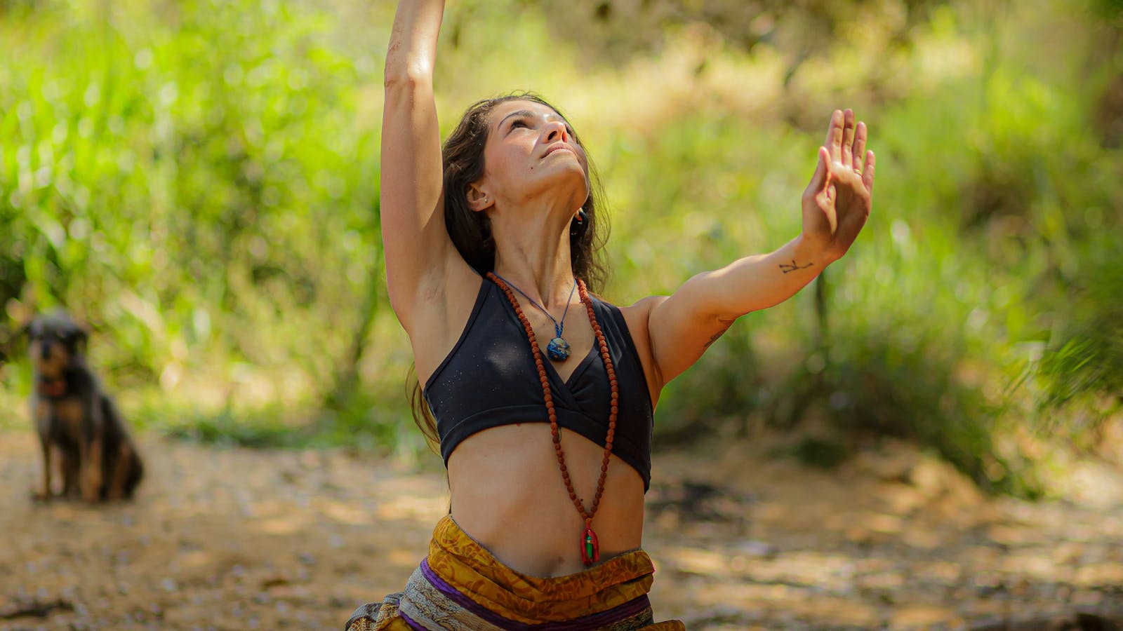 Outdoor yoga session in the forest